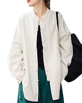 Aeneontrue Women's Linen Oversized Blouses Vintage Long
